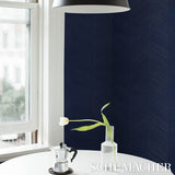 Chevron Texture Midnight Blue by Schumacher Handcrafted Textured Wallcovering – Schumacher 5005654