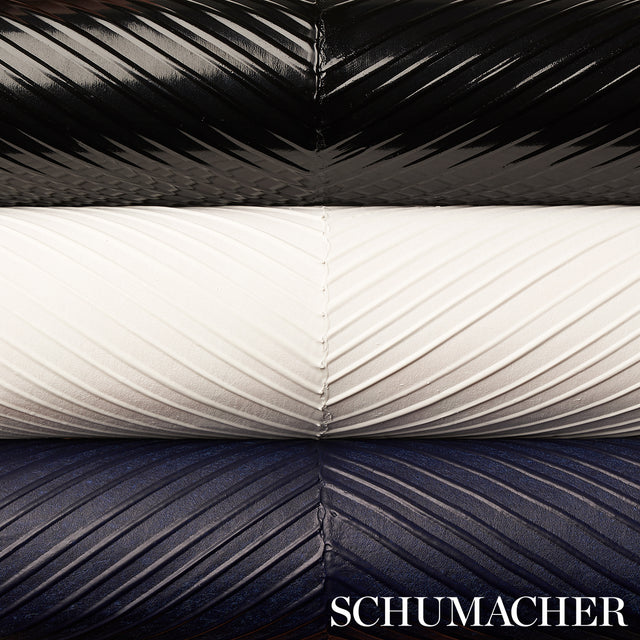 Chevron Texture Onyx by Schumacher Handcrafted Metallic Herringbone Wallcovering – Schumacher 5005655