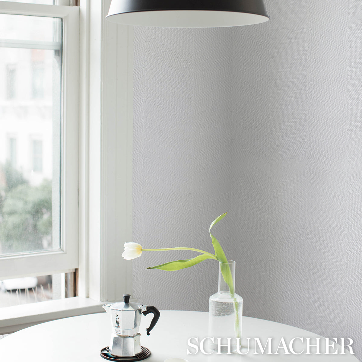 Chevron Texture White by Schumacher Textured Herringbone Wallcovering – Schumacher 5005656