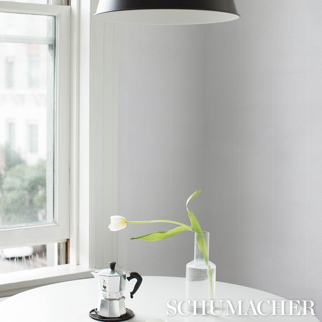 Chevron Texture White by Schumacher Textured Herringbone Wallcovering – Schumacher 5005656