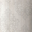 Beaded Damask wallpaper in Zinc by Schumacher, featuring a handcrafted damask pattern with beaded detailing on a non-woven material.