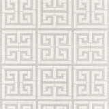 Greek Key Sisal wallpaper in silver, a handcrafted wallcovering with a classic Greek key pattern on natural sisal.