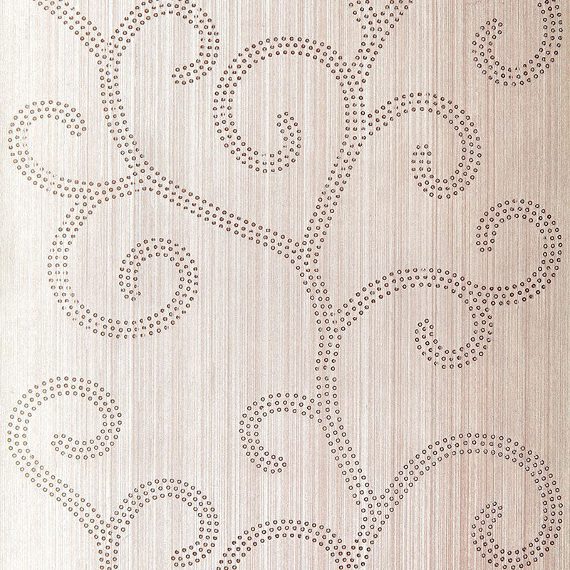 Raindrop Scroll Amethyst handcrafted wallcovering with swirling scroll pattern and subtle metallic finish.