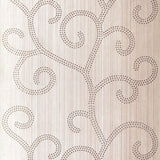 Raindrop Scroll Amethyst handcrafted wallcovering with swirling scroll pattern and subtle metallic finish.