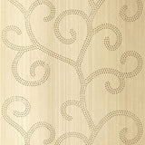Raindrop Scroll wallpaper in White Gold with handcrafted scroll pattern and metallic accents by Schumacher.