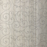 Beaded Scroll Pewter handcrafted wallcovering with swirling scroll pattern and subtle metallic finish by Schumacher