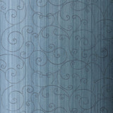 Beaded Scroll wallpaper in Peacock by Schumacher, featuring a handcrafted scroll pattern with beaded detailing in blue tones.