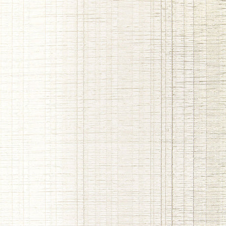 Origami Stripe handcrafted wallcovering in Pearl by Schumacher, featuring random vertical stripes and soft horizontal ribs with a subtle metallic sheen.
