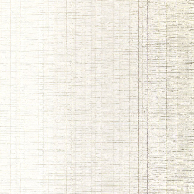 Origami Stripe handcrafted wallcovering in Pearl by Schumacher, featuring random vertical stripes and soft horizontal ribs with a subtle metallic sheen.
