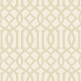 Imperial Trellis II wallpaper in Sand and Ivory by Kelly Wearstler for Schumacher, shown in a glamorous entryway setting.