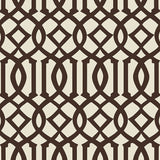 Imperial Trellis II wallpaper in Java and Cream by Schumacher, designed by Kelly Wearstler. Iconic geometric trellis pattern.