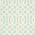 Imperial Trellis II Mineral by Kelly Wearstler for Schumacher - iconic geometric trellis wallpaper in pale blue and white.
