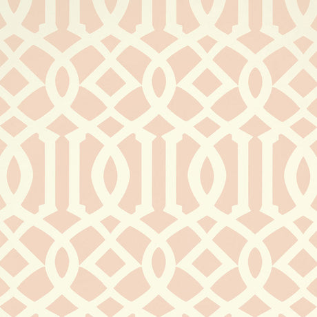 Imperial Trellis II Blush by Kelly Wearstler geometric trellis wallpaper by Schumacher