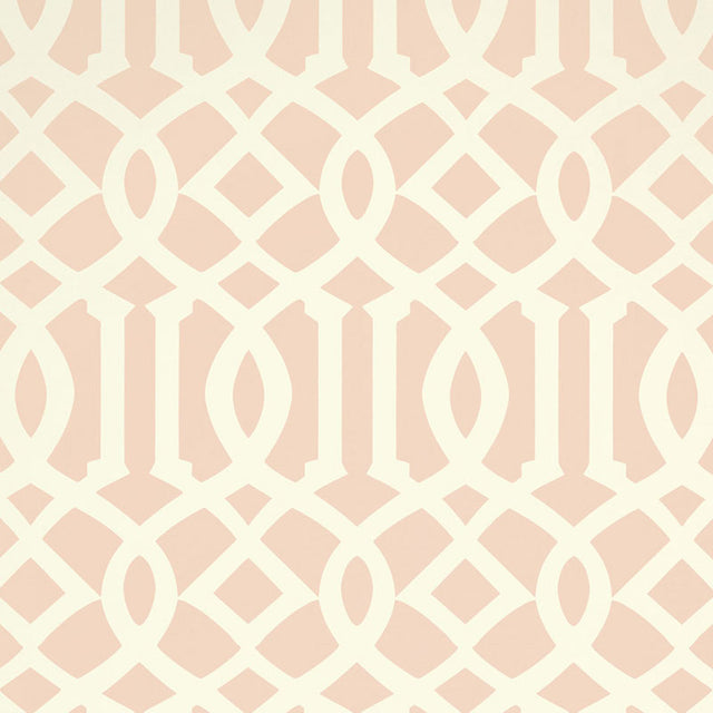 Imperial Trellis II Blush by Kelly Wearstler geometric trellis wallpaper by Schumacher