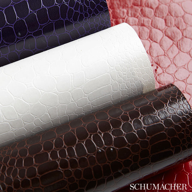 Crocodile Crimson Embossed Wallpaper by Schumacher – Modern Glamour Collection 5005831