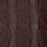 Crocodile Java embossed faux animal skin wallpaper by Schumacher in deep brown, luxury wallcovering texture.