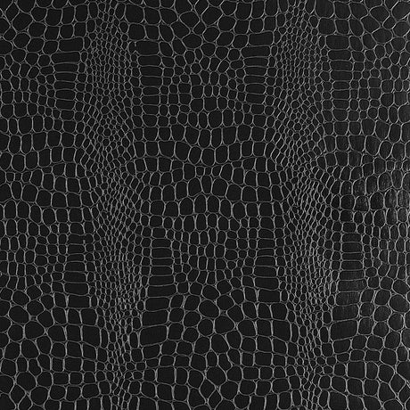 Embossed crocodile pattern wallpaper in jet black from Schumacher's Fabulous Faux collection.