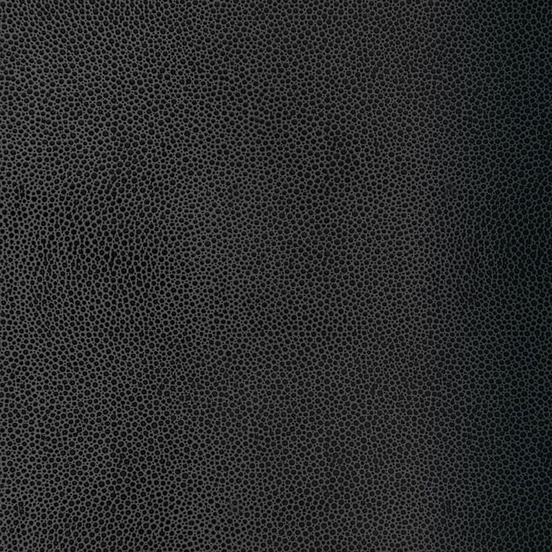 Shagreen Carbon faux embossed wallcovering by Schumacher, pebbled texture in dark charcoal black.