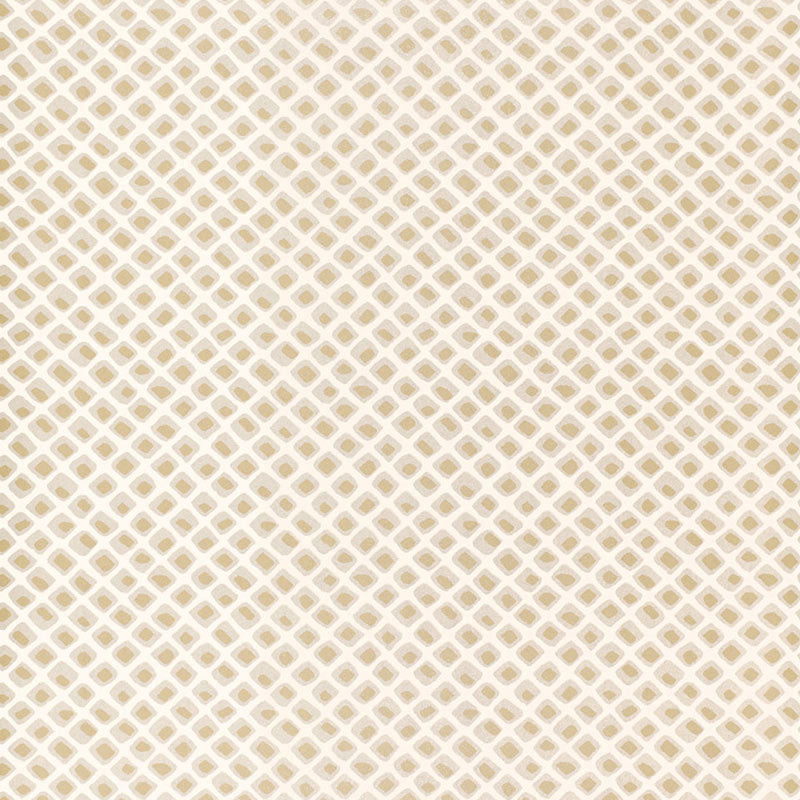 ANDALUS wallpaper in Mica by Schumacher, geometric lattice pattern in neutral tones
