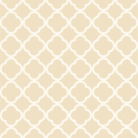 Moroccan-inspired alabaster geometric wallpaper pattern from Schumacher's Byzantium collection