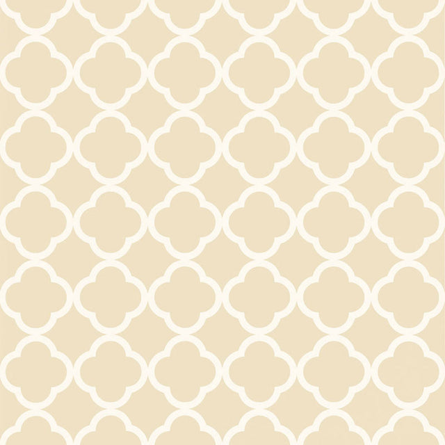 Moroccan-inspired alabaster geometric wallpaper pattern from Schumacher's Byzantium collection