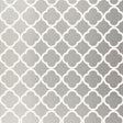 Moroccan-inspired silver geometric wallpaper with quatrefoil pattern by Schumacher