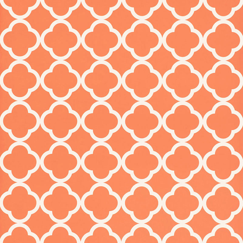 Moroccan-inspired terra cotta geometric wallpaper pattern from Schumacher's Byzantium collection