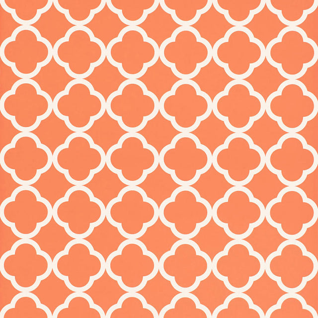 Moroccan-inspired terra cotta geometric wallpaper pattern from Schumacher's Byzantium collection