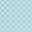 Moroccan-inspired geometric wallpaper in azure blue and white by Schumacher