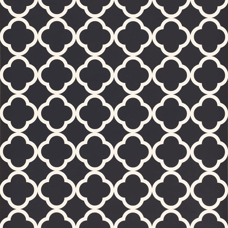 Morocco black geometric wallpaper pattern from the Byzantium collection by Schumacher