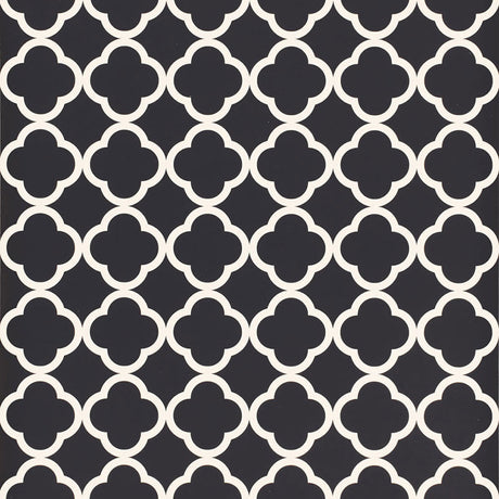 Morocco black geometric wallpaper pattern from the Byzantium collection by Schumacher