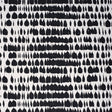 Queen of Spain black and white mid-century painterly abstract wallpaper by Schumacher, shown in room and detail views.