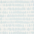 Queen of Spain Sky by Schumacher - painterly mid-century modern wallpaper in light blue and white, shown in a bedroom setting.