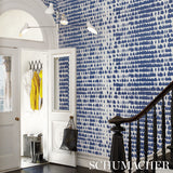 Queen of Spain Navy by Schumacher Painterly Mid-Century Modern Wallpaper – Schumacher 5005885
