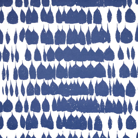 Queen of Spain Navy by Schumacher - painterly mid-century modern wallpaper with abstract navy brushstroke pattern on white background