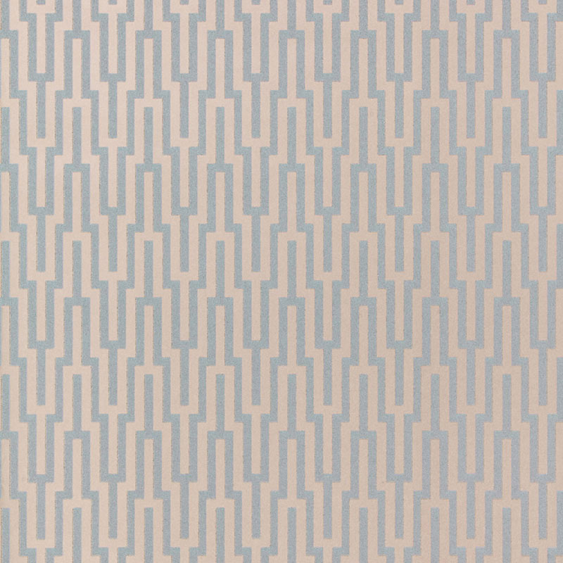 Metropolitan Fret Moonstone geometric glass bead wallpaper by Schumacher, featuring a striking urbane pattern.