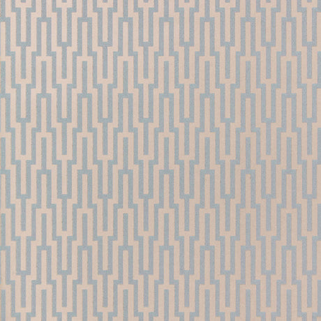 Metropolitan Fret Moonstone geometric glass bead wallpaper by Schumacher, featuring a striking urbane pattern.