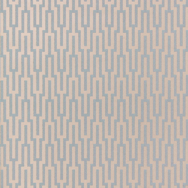 Metropolitan Fret Moonstone geometric glass bead wallpaper by Schumacher, featuring a striking urbane pattern.