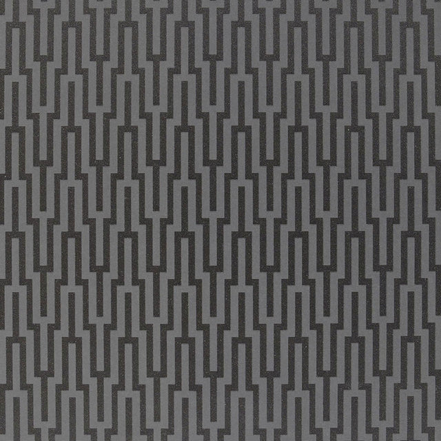 Metropolitan Fret Black Pearl geometric glass bead wallpaper by Schumacher
