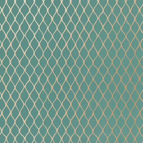 Valencia Turquoise geometric lattice wallpaper by Schumacher
