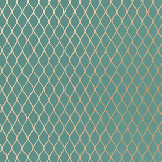 Valencia Turquoise geometric lattice wallpaper by Schumacher