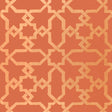Cordoba Cinnabar wallpaper by Schumacher features interlocking Moorish-inspired diamonds and stars in a hand-painted look.