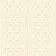 Malaga in Flax by Schumacher - intricate Celtic knot inspired graphic fretwork wallpaper in beige and metallic tones.