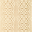 Malaga gold wallpaper with metallic ground and Celtic knot-inspired graphic fretwork by Schumacher