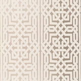 Malaga in silver wallpaper with metallic ground and Celtic knot-inspired graphic fretwork by Schumacher
