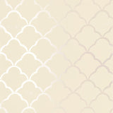 Costa Del Sol Champagne by Schumacher - Champagne metallic scallop pattern wallpaper