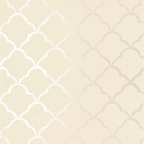 Costa Del Sol Champagne by Schumacher - Champagne metallic scallop pattern wallpaper
