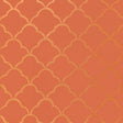 Costa Del Sol wallpaper in Cinnabar by Schumacher, featuring a bold geometric pattern in orange and gold tones.