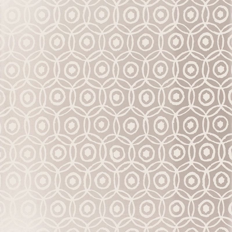 Alcazaba Silver geometric interlocking circles metallic paper wallpaper by Schumacher