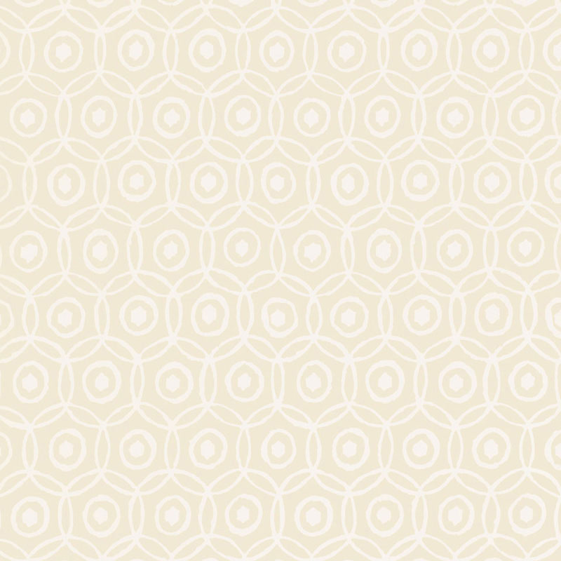 Alcazaba Bisque geometric interlocking circles metallic paper wallpaper by Schumacher